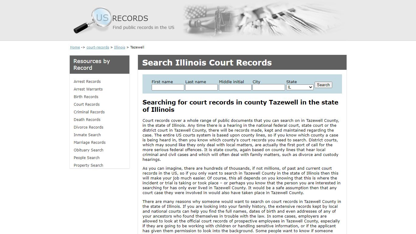 Search Court Records Tazewell Illinois | US Records